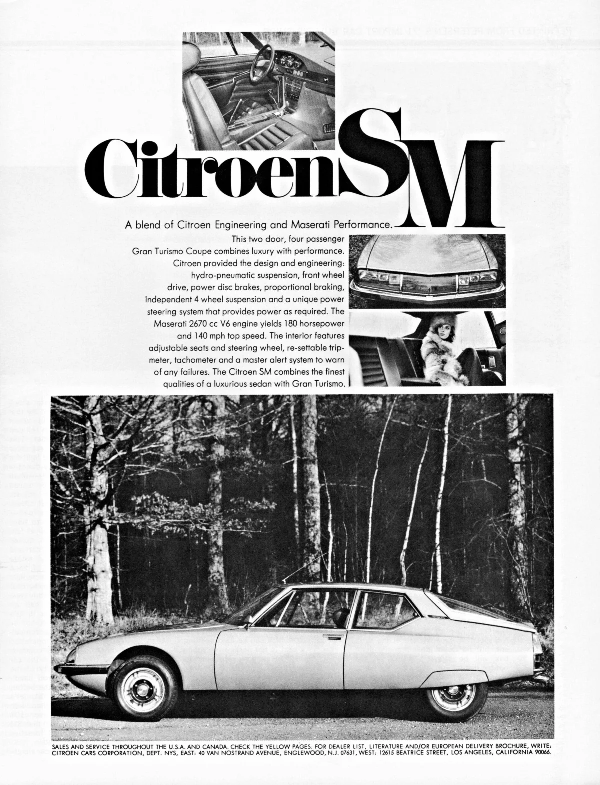 Citroen SM black white ad